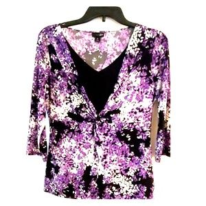 Purple floral 3/4 Sleeve Top M